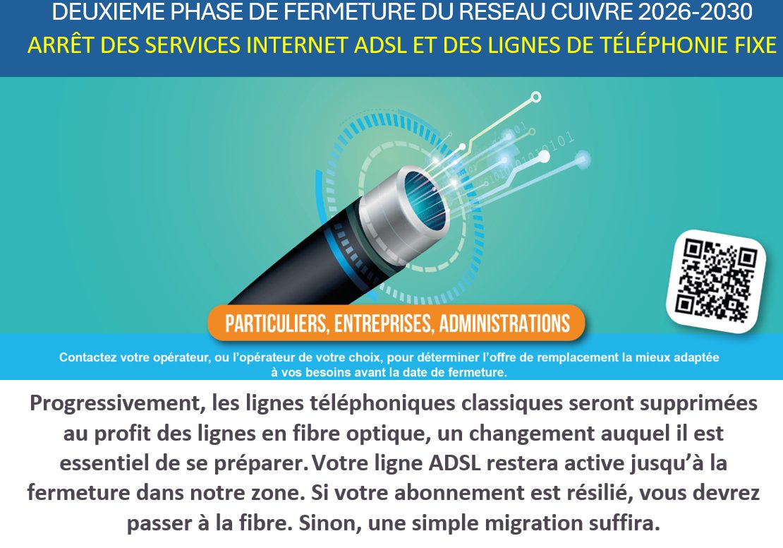 T&eacute;l&eacute;communication : Information de la fermeture du r&eacute;seau cuivre