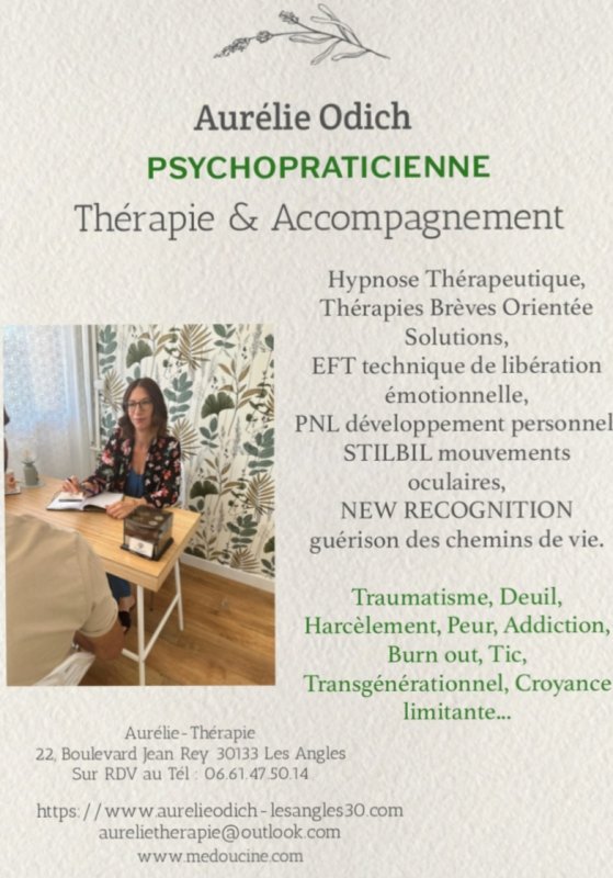 Psychopraticienne en Th&eacute;rapies Br&egrave;ves & Hypnose