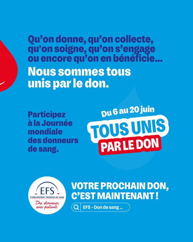 Journ&eacute;e Mondiale des Donneurs de Sang au mois de juin